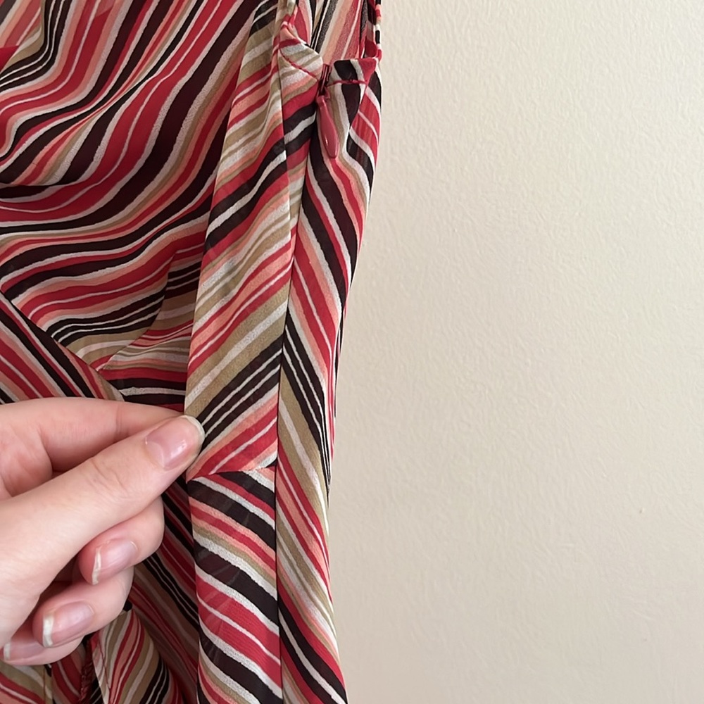 Vintage Loft Sheer Top y2k Striped Gilmore Girls Pink Girly 2000s V neck - Picture 4 of 8